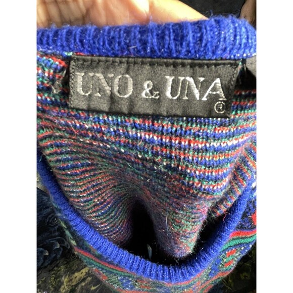 Vintage UNO & UNA Sweater Geometric Oversized 80s 90s 1980s Unisex - Picture 7 of 7